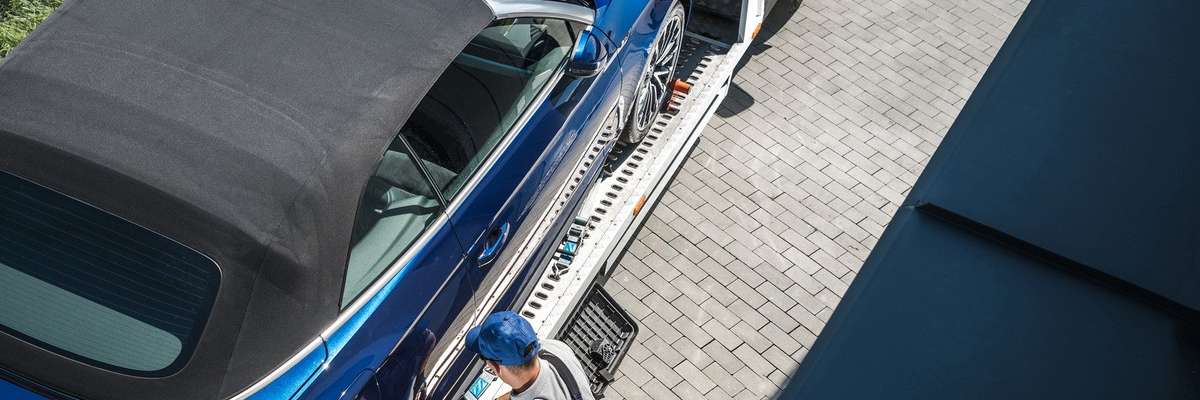Car on a towing truck